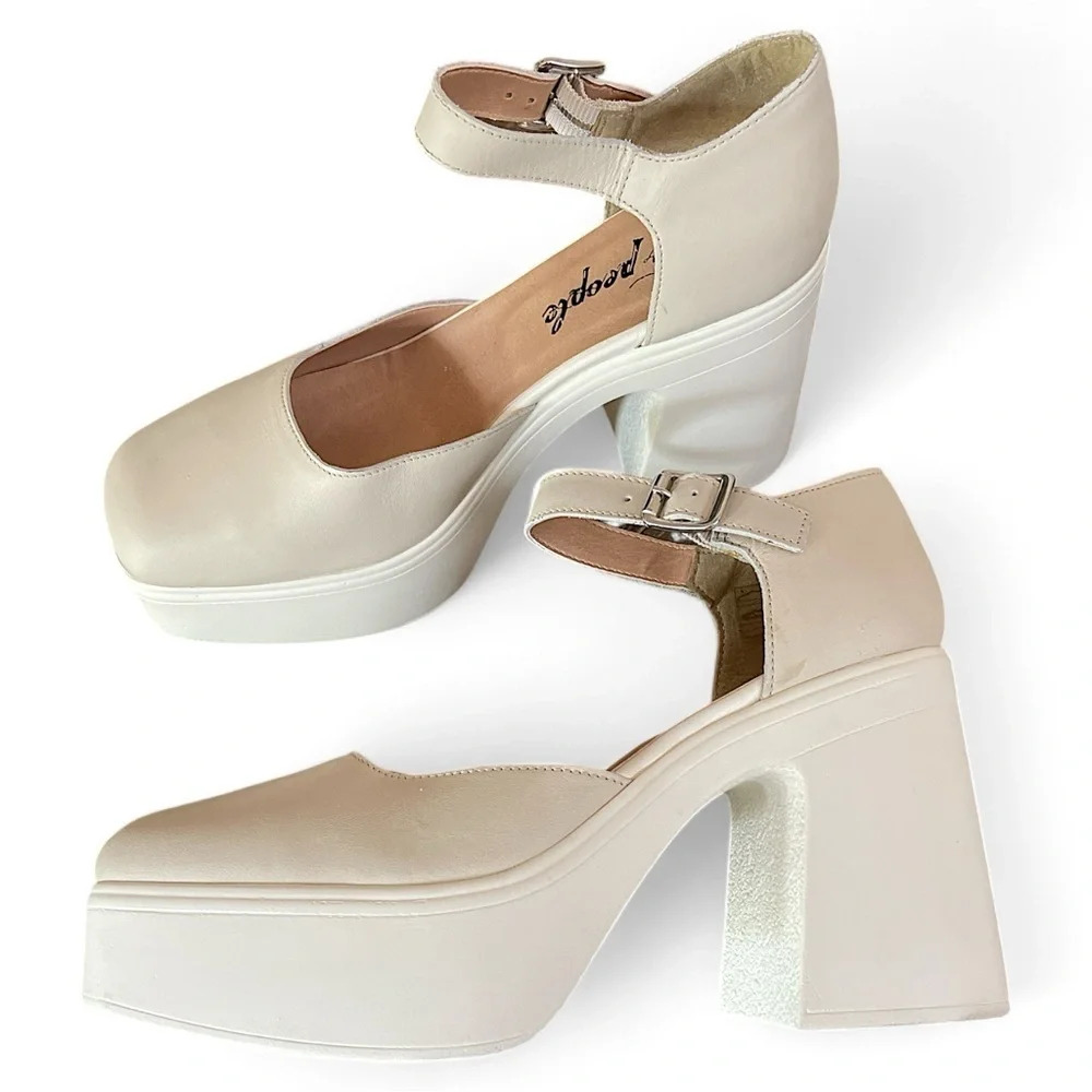 Free People Leather Dollette Gwen Platform Mary Jane Moonlight 40 US 8.5